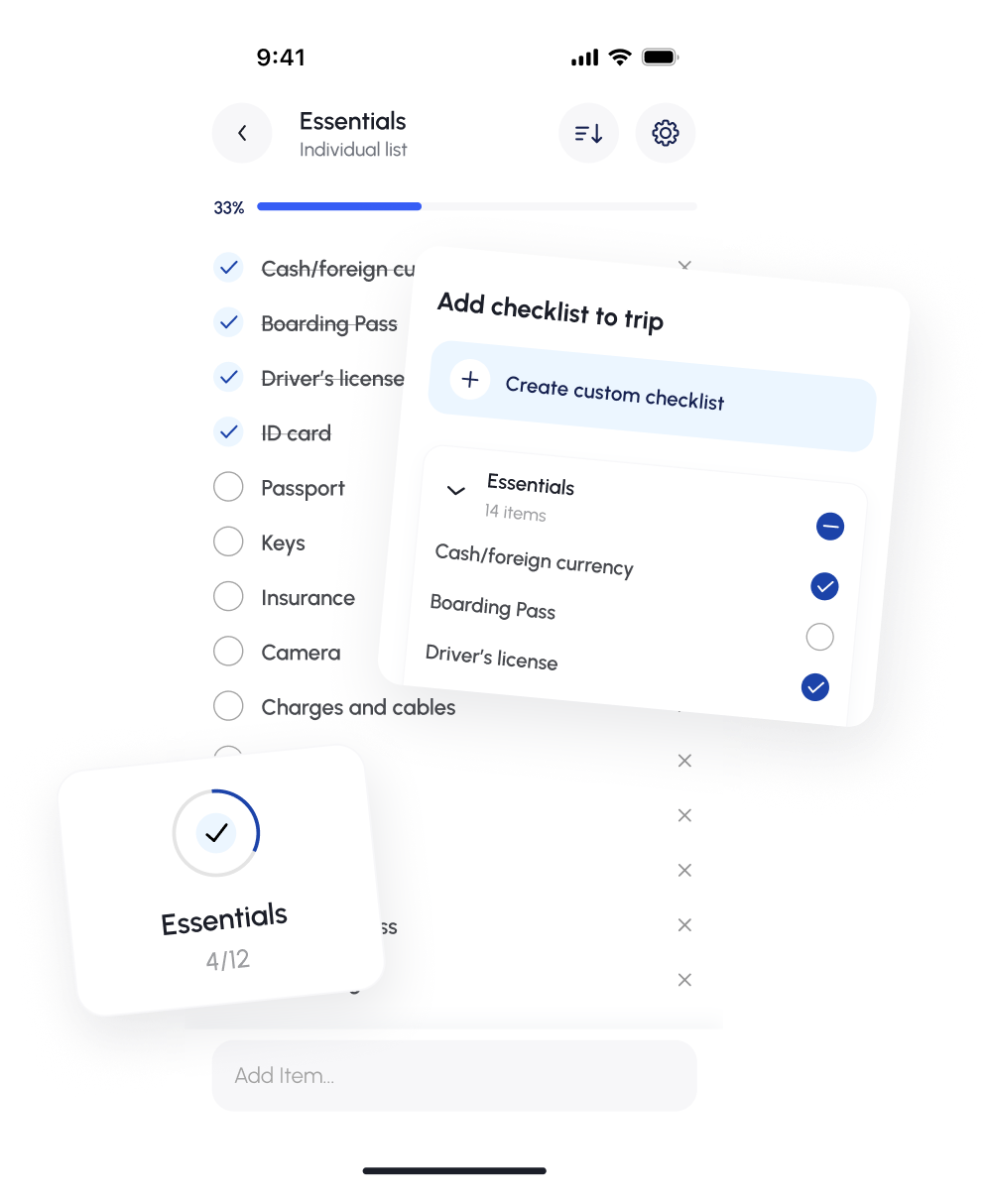 A packing checklist inside the JRNEY travel app
